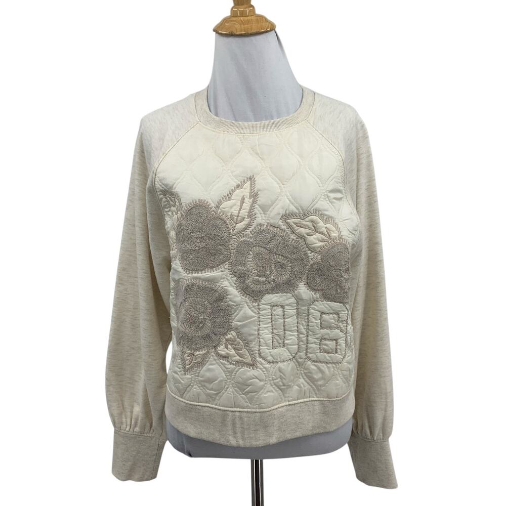 Daily Practice Top Women XS Extra Small Quilted Pullover Embroidered Long Sleeve